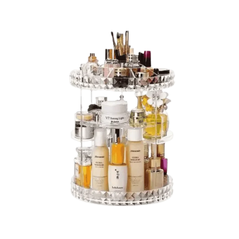 360° Rotatable Cosmetics Organizer for dressing table – makeup and skincare storage rack by Teesta Mart Bangladesh